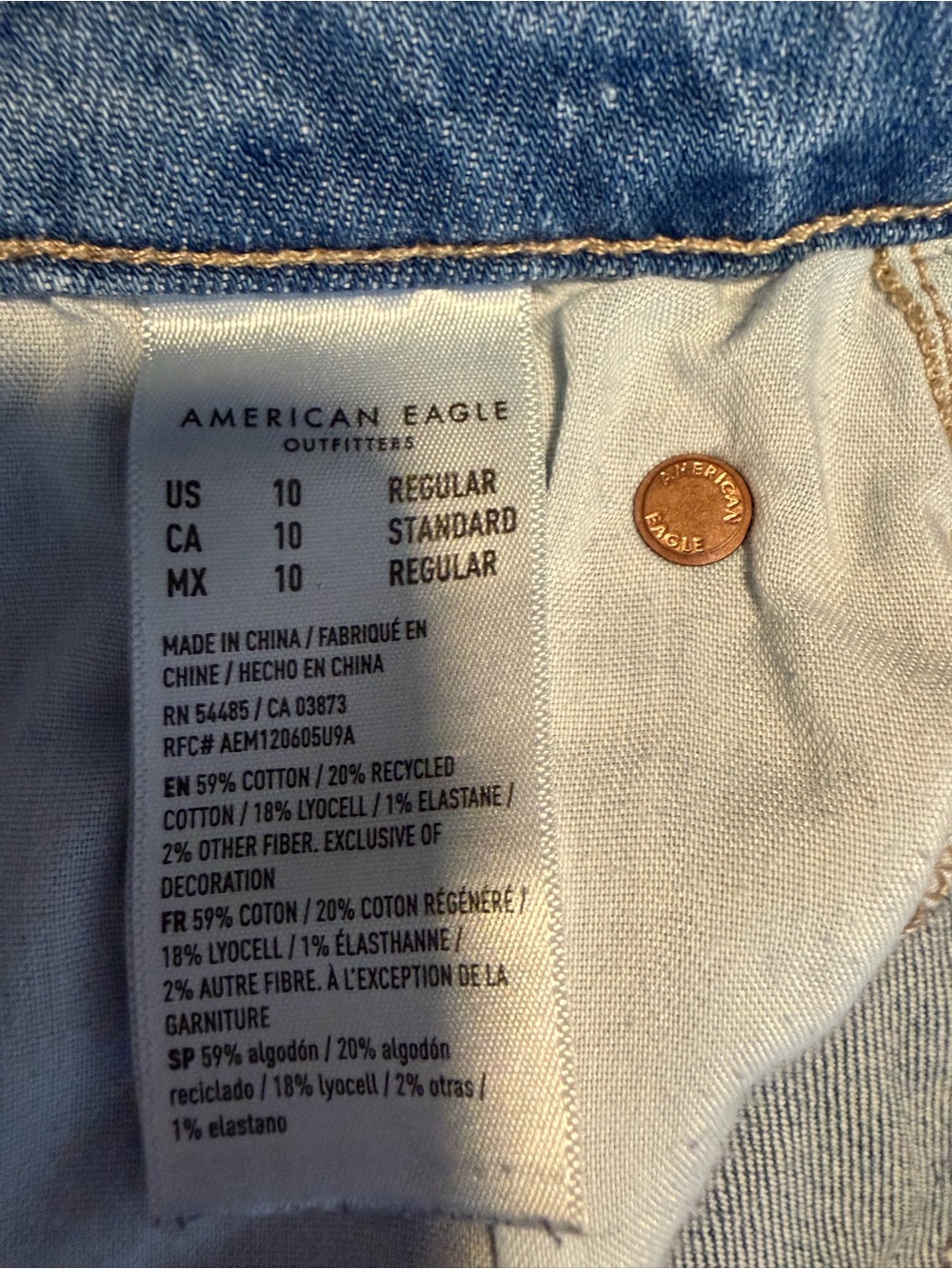 American Eagle Super High-Rise Baggy Wide Leg Jeans Size 10 / 30 Medium Wash - Picture 11 of 11
